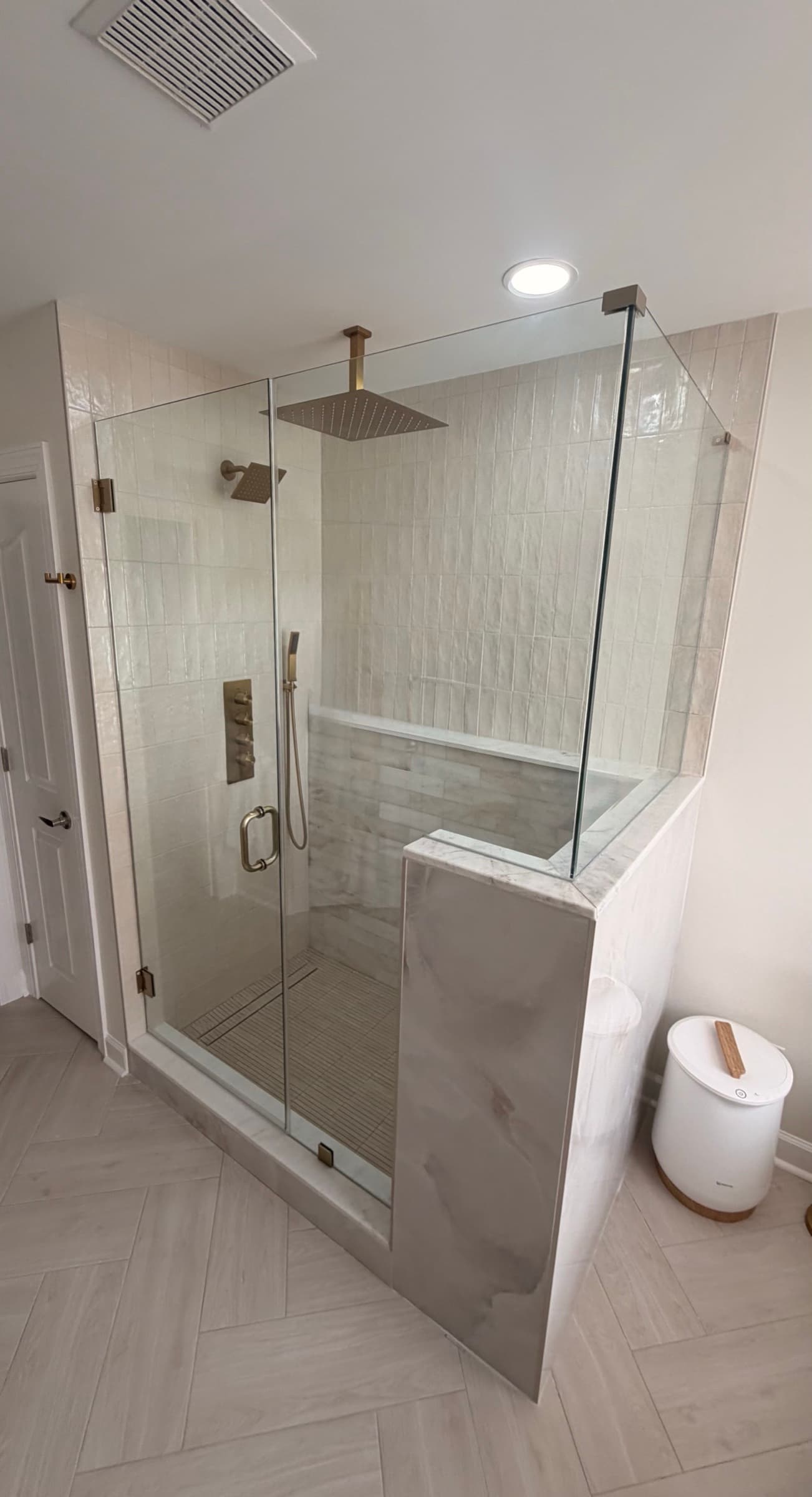 Premium frameless glass shower enclosure installed by DG Glass LLC